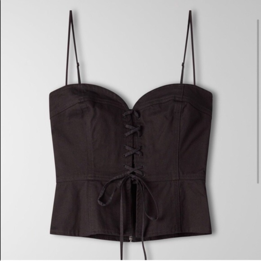Aritzia Wilfred Black Corset Loiret Top